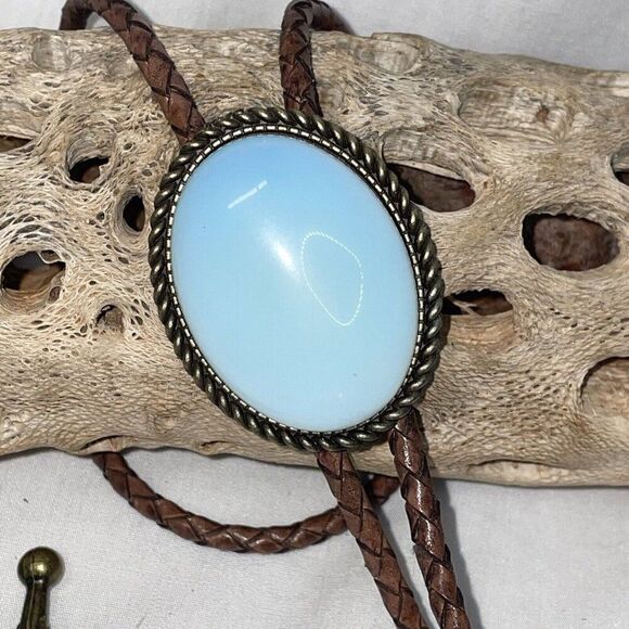 BRONZE Large Faux Opal Wedding Formal Groom Dad Son Western Southwest Bolo tie - Picture 4 of 16